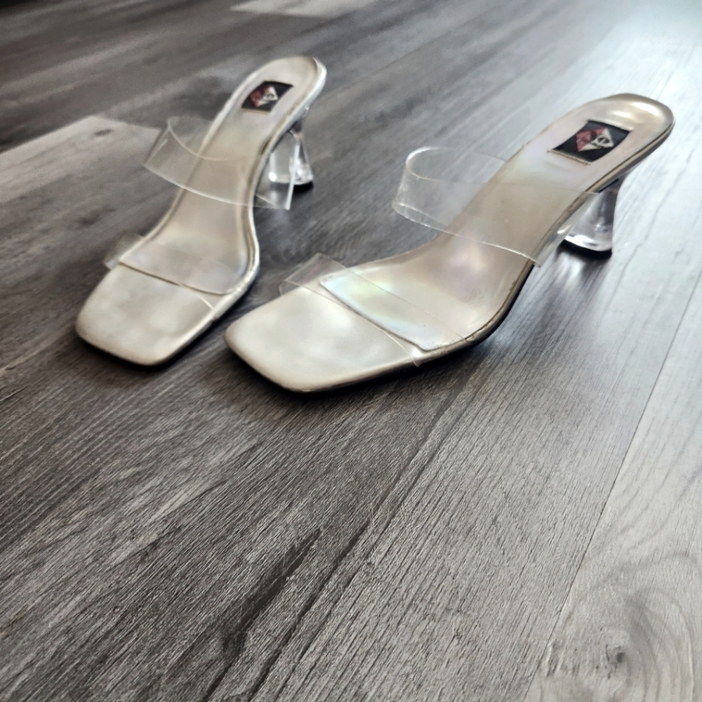 Vintage Y2K No Boundaries Princess Clear Block Heels Women's Size 8 1/2